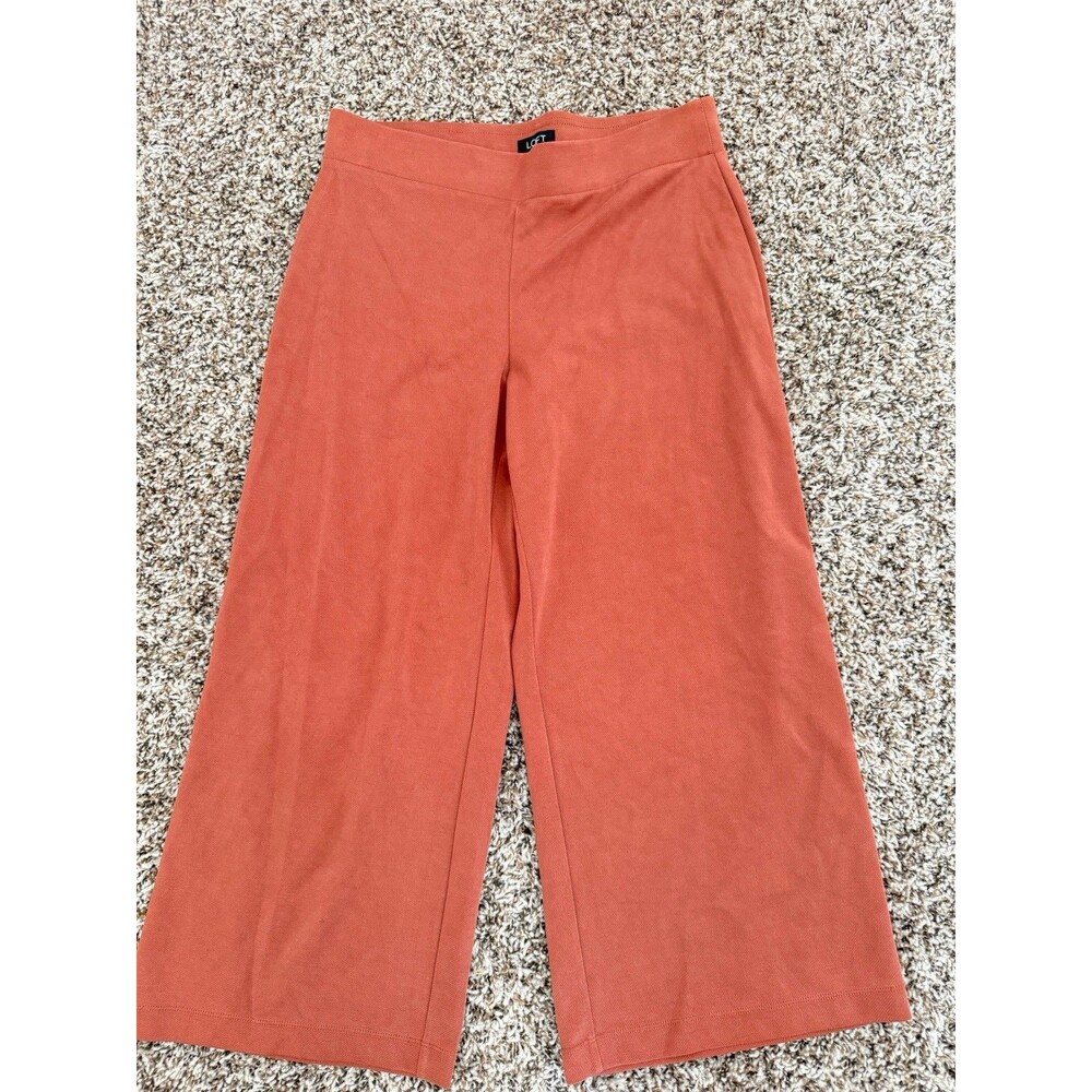 Loft Women’s Size Medium Petite Rust Burnt Orange Pull On Wide Leg Crop Pants